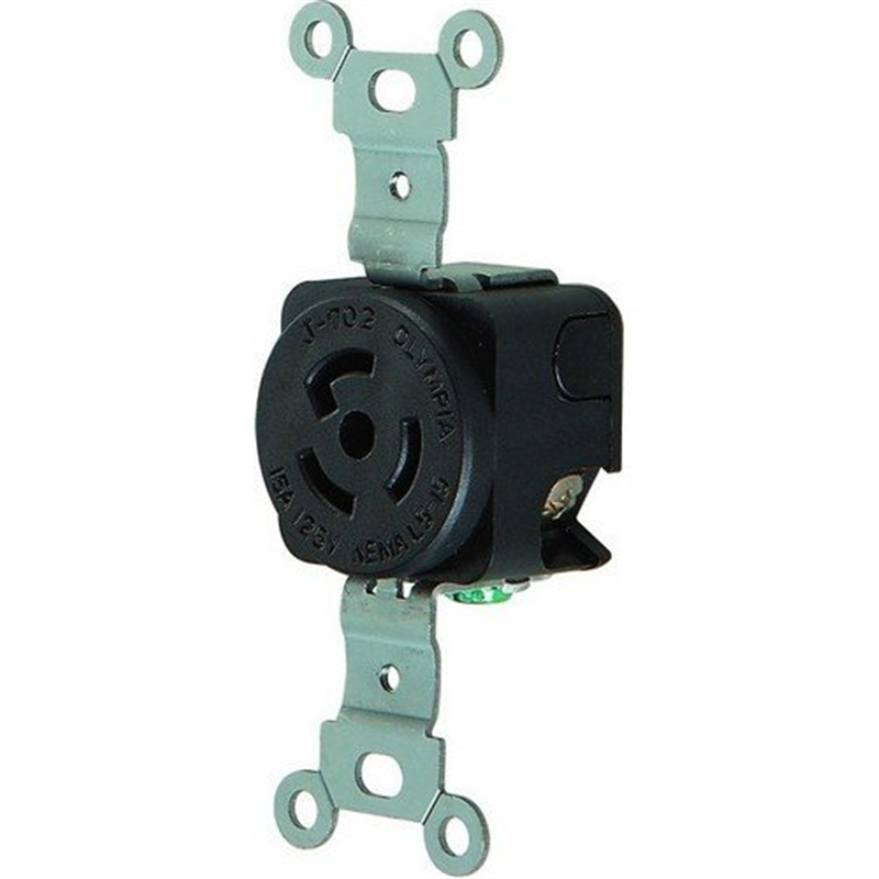 Twist Lock Wall Mount Receptacles 2 Pole 3 Wire 15A 125V