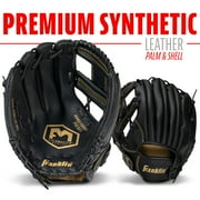Franklin Sports Field Master Baseball + Softball Glove, 11 in, Black/Gold, Left Hand Throw