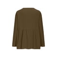 thumbnail image 5 of Kingdiese Womens V Neck Solid Color Long Sleeved Button Down Blouse Casual T Shirt Loose Tees for Women, Size L, 5 of 5