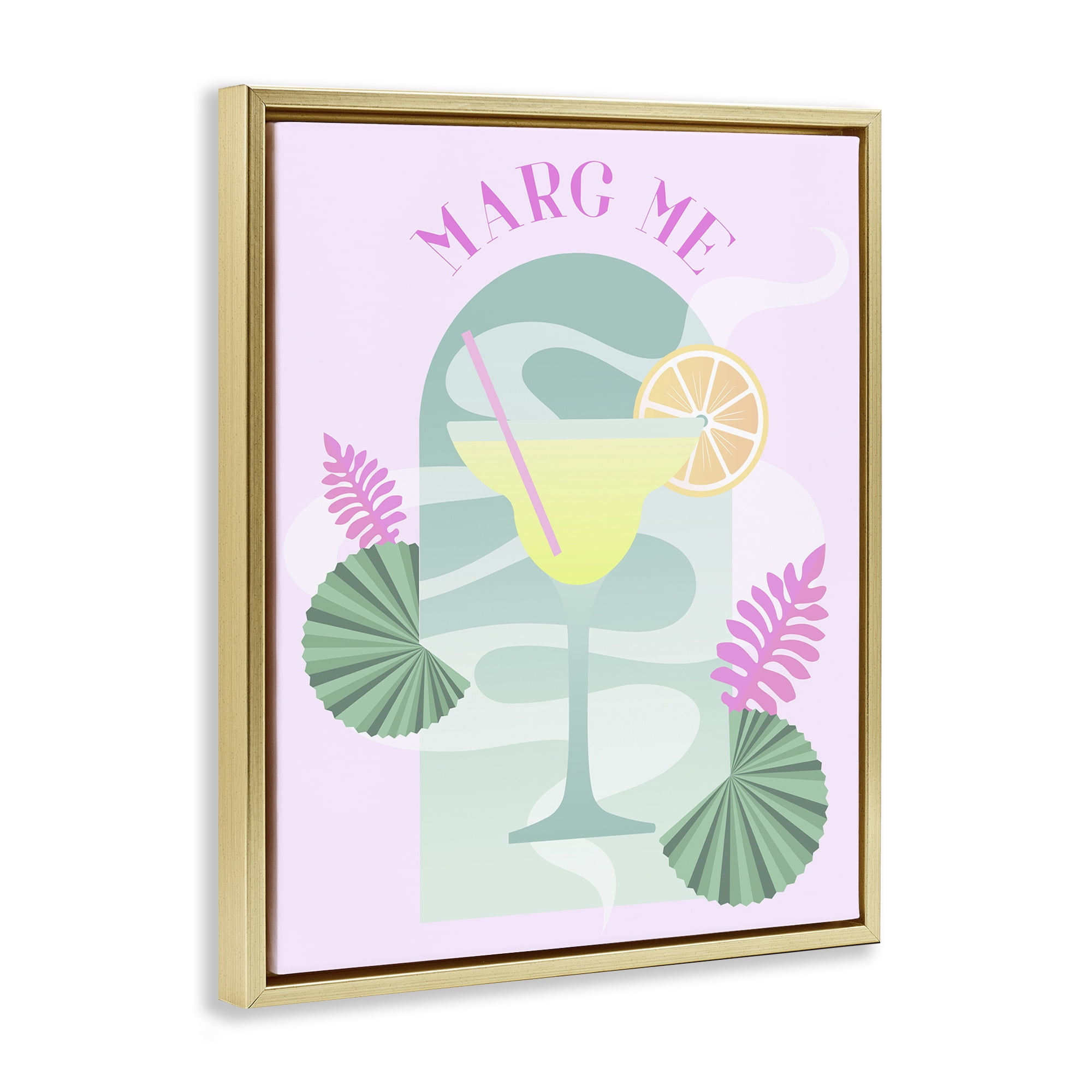 Stupell Industries Marg Me Phrase Food & Beverage Painting Gold Floater Framed Canvas Art Print Wall Art, 25 x 31