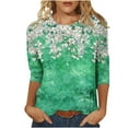 thumbnail image 2 of Prime Day Sales Today 2025!Viikei Tops for Women,Women Fashion Casual Printed Round Neck Three Quarter Sleeve 3/4 Sleeve T-shirt Loose Green XL, 2 of 5
