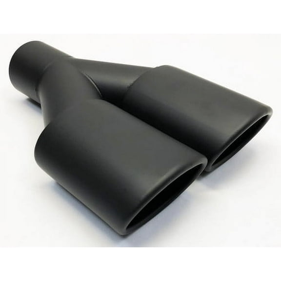 Exhaust Tip 2.25 Inlet Dual 3.00 Oval X 2.50 High Outlets 9.75 Long Resonated Matte Black 304 Stainless WDOR30250975-225-MBK-SS Wesdon Exhaust Tip