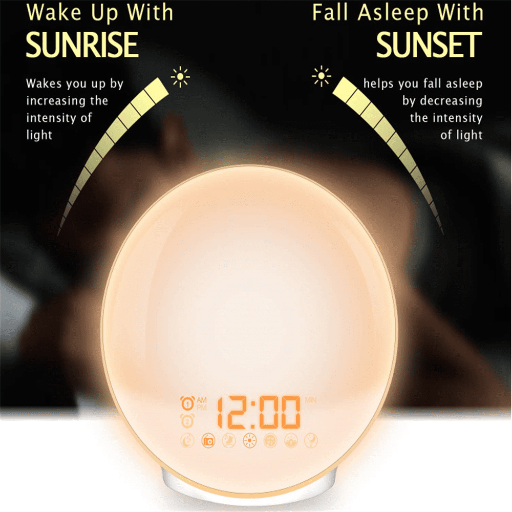 Alarm Clock Wake Up Light with Sunrise/Sunset Simulation,Dual Alarms