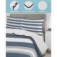 thumbnail image 4 of Quilts Twin Size, Blue Grey Stripe Soft Comforter Bedding Set for Bed, Farmhouse Modern Art Striped Lightweight Quilted Bedspread with Pillow Cover(2 Pieces) for All Season, 68x86 Inch, 4 of 6