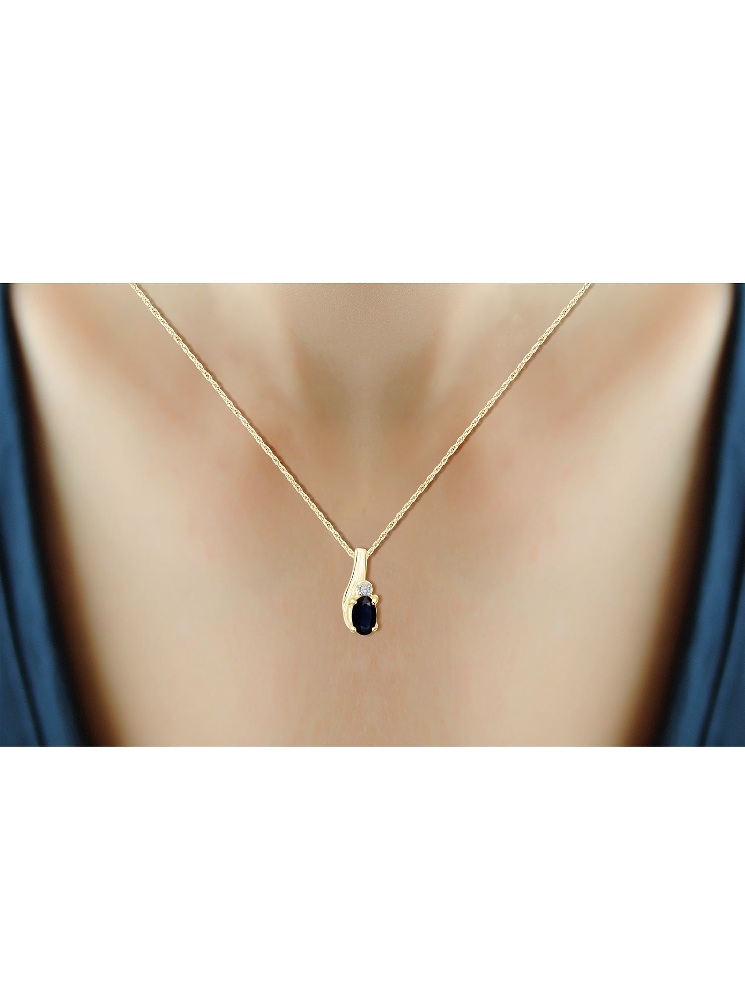 JewelersClub 1/3 Carat T.G.W. Sapphire And White Diamond Accent 14K Gold Over Silver Pendant, 18"