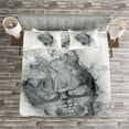thumbnail image 3 of Ambesonne White Quilted Bedspread Set 3 Pcs, Smoky Skull Grungy Art, Queen Size, Grey White, 3 of 3