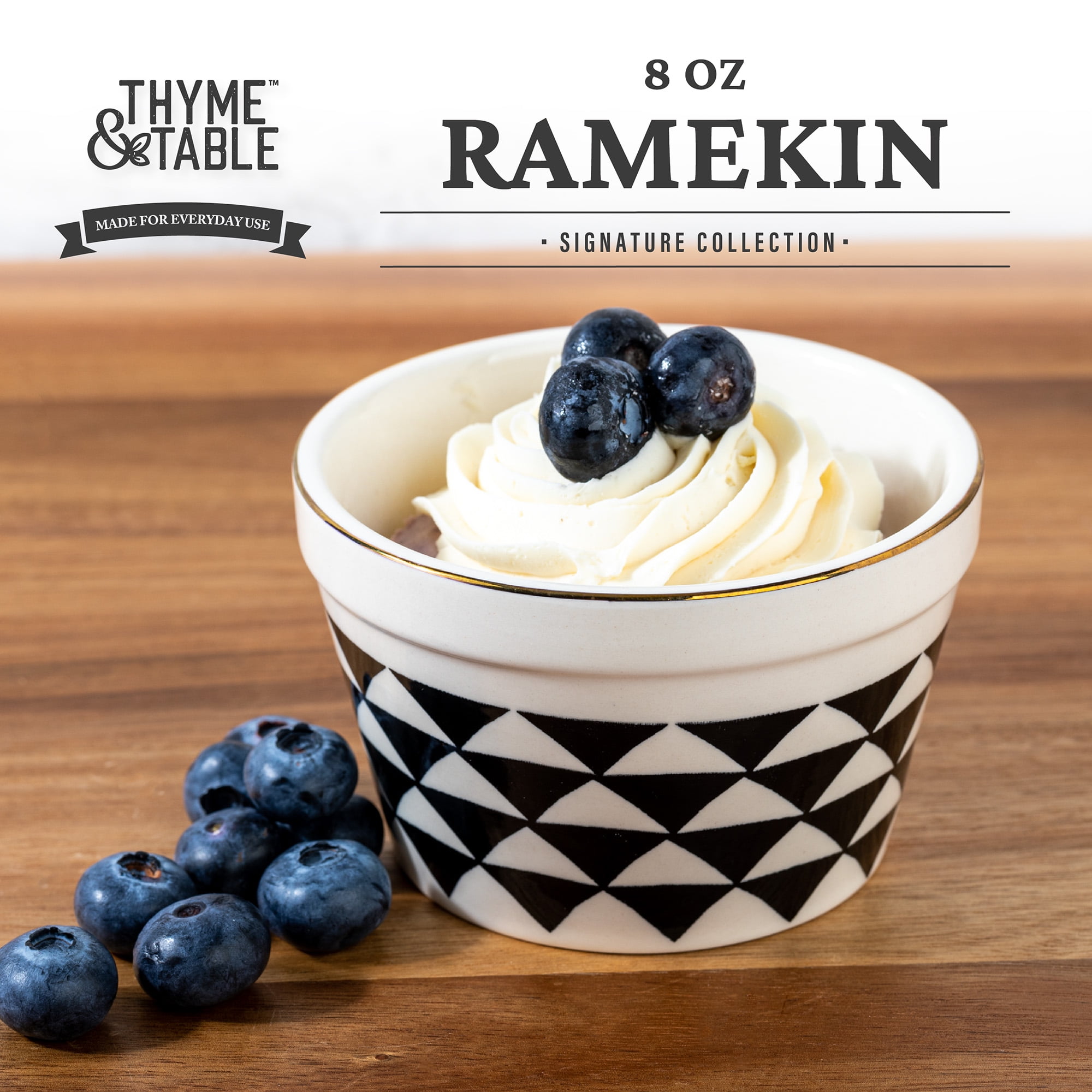 Thyme & Table Stoneware Ramekin, Black & White Medallion, 6-Piece Set