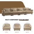thumbnail image 6 of TUANLUO 166" Oversized Velvet Sofa, 4-Seater Upholstered Couch with Bolstered Armrests, Tufted Sofa for Living Room Office, Camel, 6 of 9