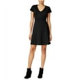 thumbnail image 2 of maison Jules Vestido ajustado y acampanado para mujer, negro, extra pequeño, 2 of 2