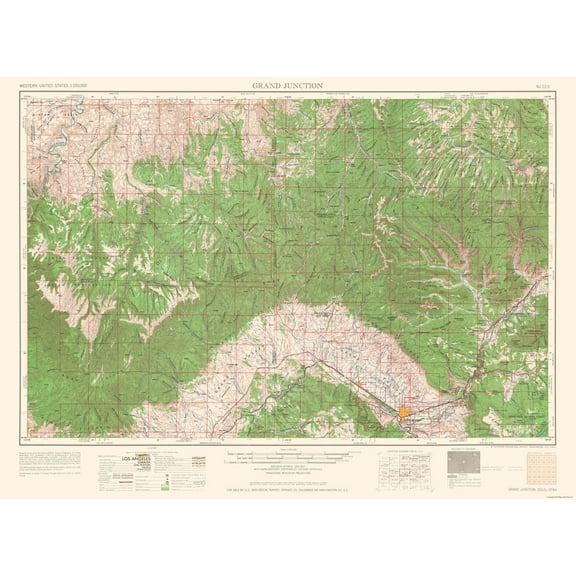 Topographical Map - Grand Junction Colorado Quad - USGS 1962 - Vintage Wall Art