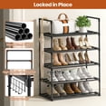 thumbnail image 4 of 5 Tiers Shoe Rack with Hook, Stackable Shoe Organizer Storage for Shoe and Boot, Shoe Shelf for Closet, Entryway, Dorm, Garage, 4 of 8