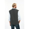 thumbnail image 4 of SAOL Men's 100% Merino Wool Sweater Vest Aran Irish V-Neck Cable Knit Sleeveless Cardigan with Buttons and Pockets, 4 of 6