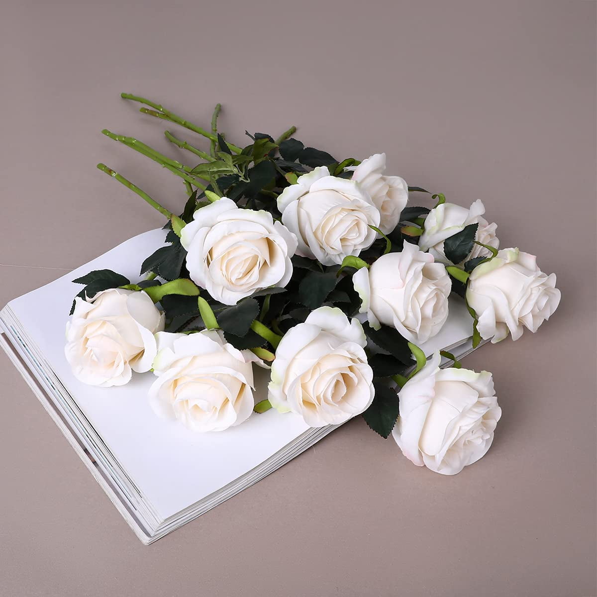 zxcvbnn Party Decorations White Faux Flowers Silk Roses Artificial