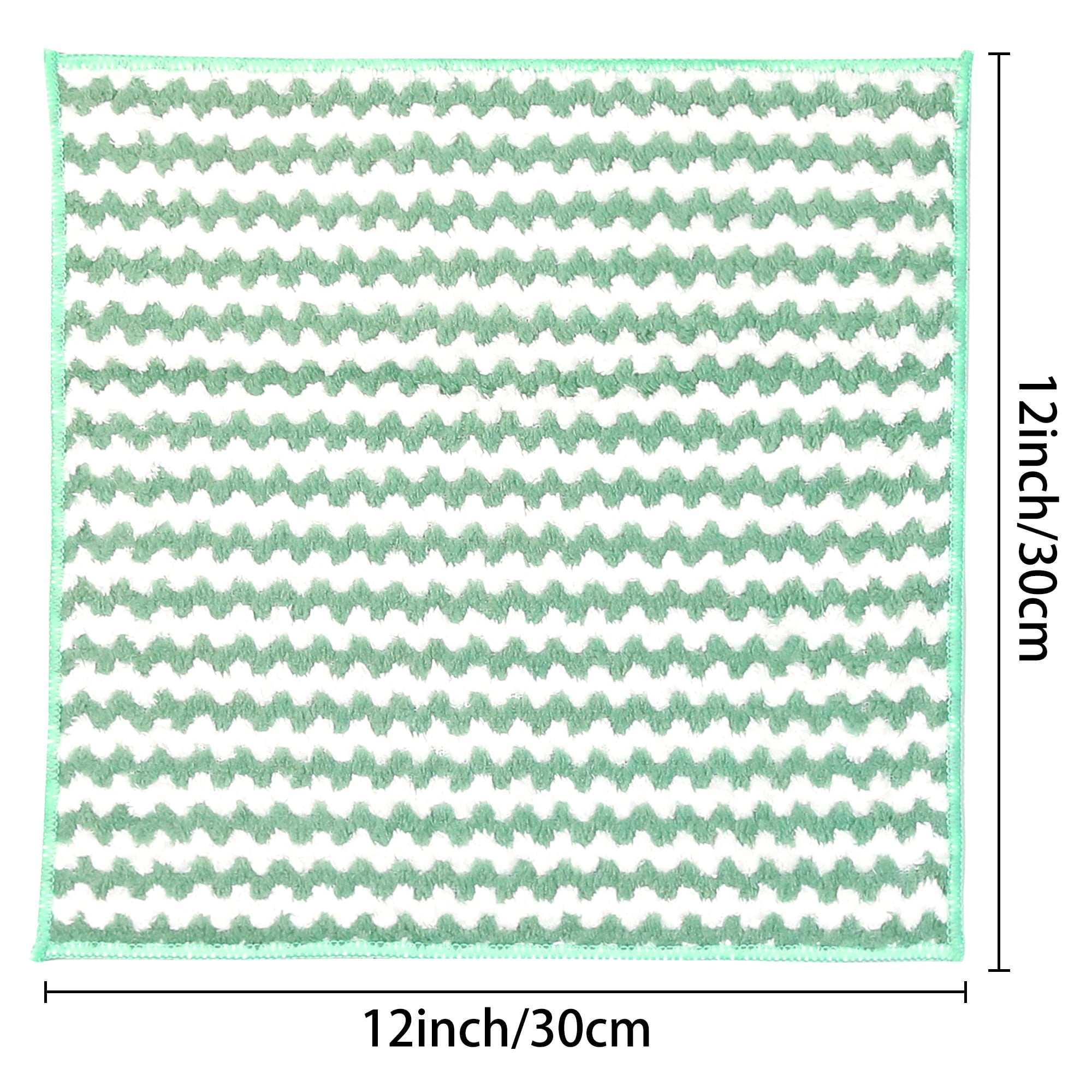 Unique Bargains 12 Pcs Microfiber Absorbent Rags Reusable Cleaning Towels Green 12"x12"