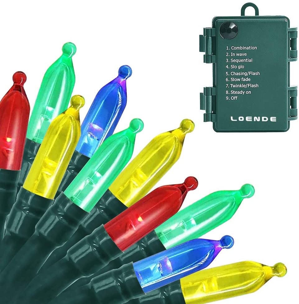 50Count 8 Modes Christmas Lights with Timer, 18ft Battery Operated