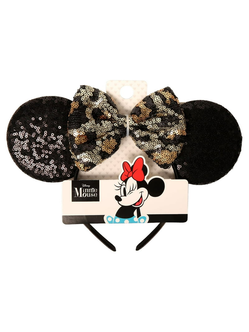 Disney Minnie  Gold and Black Sequin CHEETAH Ears Headband Deluxe Sequin Animal Kingdom Ears, Animal Kingdom Minnie  main image 4