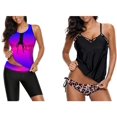 thumbnail image 1 of Womens Racerback Color Block Print Tankini Swimsuits and Criss Cross Back Bathing Suits Bundle, 1 of 8