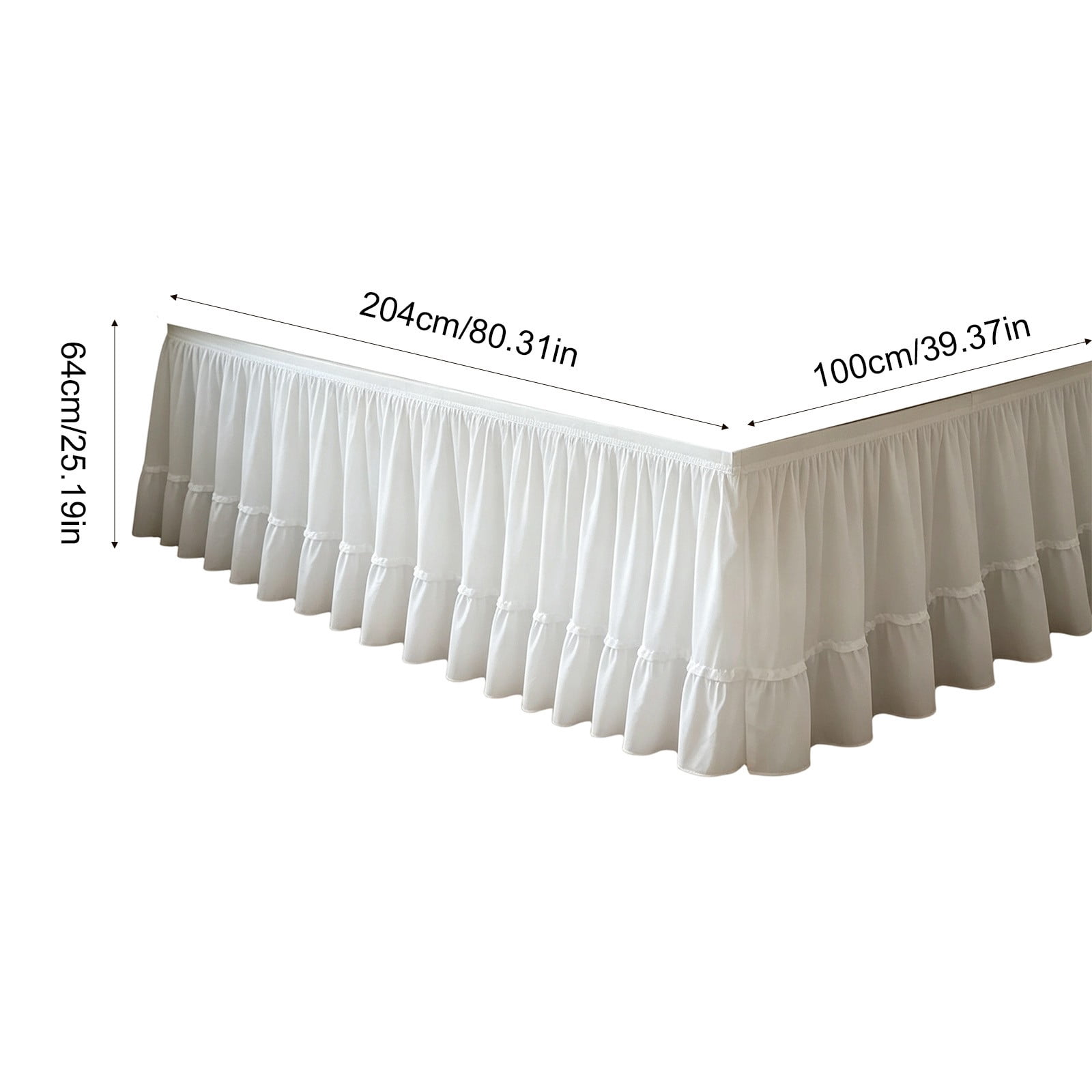 Dorm Bed Skirt Twin XL 80×39 Inch, 25 Inch Drop, Elastic Wrap Around, Polyester White Bedskirt for College Dorms, Apartments, Guest Rooms