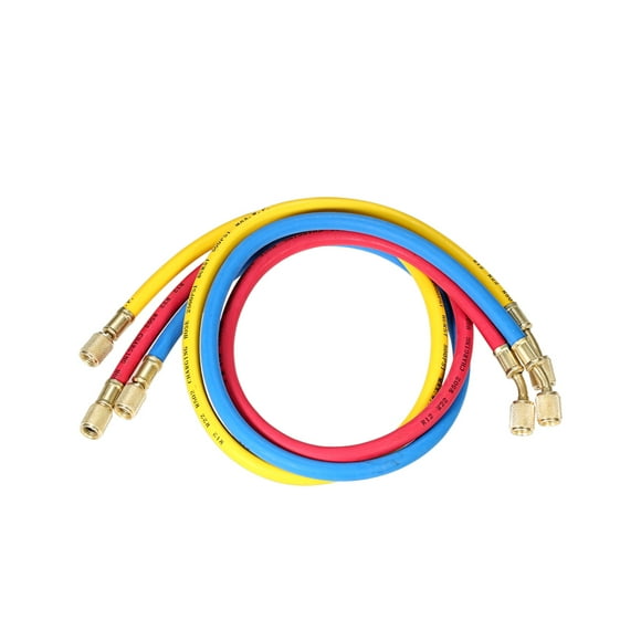 Amdohai 3pcs 1/4" SAE Universal R12 R22 R502 Manifold Gauge Sets Three-color Charging Hoses for HVAC Air Condition Refrigerant