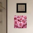 thumbnail image 3 of 12 Inch Wall Clock Battery Operated Square Clock Decorative for Office, Kitchen, Outdoor, Living Room，A Large Bouquet of Many Pink Roses Drawing, 3 of 4