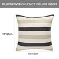 thumbnail image 4 of PiccoCasa 18"x18" Classic Stripe Cotton Linen Square Throw Pillowcases Pack of 2, Khaki Dark Grey, 4 of 6