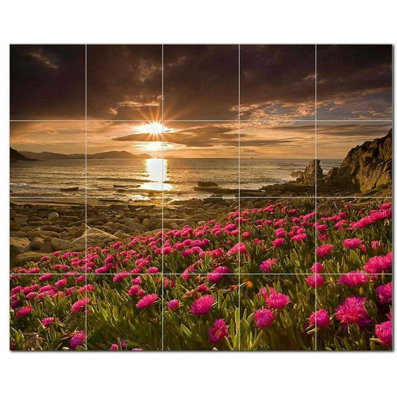 Sunset Picture Ceramic Tile Mural Kitchen Backsplash Bathroom Shower, 405982-M54