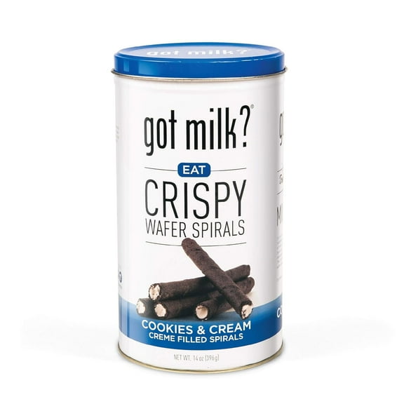 got milk? Wafer Spirals, Cookies and Cream, 14 Oz. Tin with 36 Rolls, Delicious Rolled Wafer Rolls with Filling, Wafer Cookies for Dessert or Snack