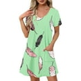 thumbnail image 2 of YuXingFu Plus Size Women's Dress Sexy Dresses - Floral, V-Neck, Short Sleeve, Midi for 2026 Mint Green S, 2 of 8
