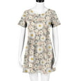 thumbnail image 6 of Cyber&Monday Deals USSUMA Dress for Women Wedding Guest, Women's Tunic Dress Cute Daisy Printed Crew Neck Short Sleeve Casual Swing Dress Summer T Shirt Sundresses, 6 of 8