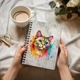thumbnail image 3 of Watercolor Drip Manx Pop Art Colorful Portrait Artwork Spiral Bound Journal Cat Lover Kitten Owner Gifts 5x7in Spiral Notebook - 01009, 3 of 5