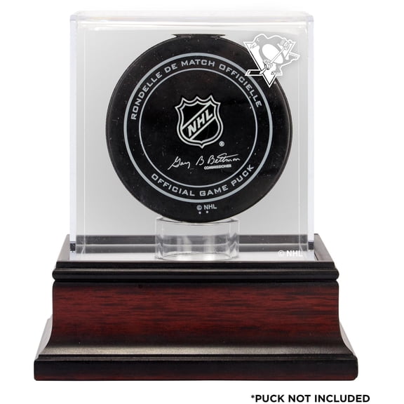 Pittsburgh Penguins Mahogany Hockey Puck Logo Display Case