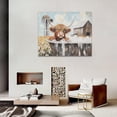 thumbnail image 6 of HFDF Farmhouse Highland Cow Canvas Wall Art Cow Bathtub Pictures Wall Decor Rustic Cattle Windmill Barn Floral Prints Painting Artwork Decoration For Bedroom Living Room Office 16x12inch Framed, 6 of 7