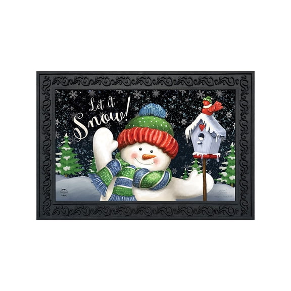 Briarwood Lane Doormat 30x18 Indoor Outdoor Snow Time Snowman Winter For Winter Doormat