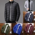 thumbnail image 3 of Ana Men Ultra Light Packable Cotton Coat Jacket Solid Color Long Sleeve Top Winter, 3 of 8