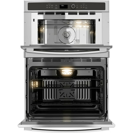 GE Profile - 30" Built-In Single Electric Convection Wall Oven with Built-In Microwave - Stainless Steel