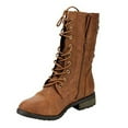 thumbnail image 3 of Forever Women's Mango-71 Faux Leather Military Style Ankle Boots Tan, (6), 3 of 3