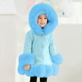 thumbnail image 2 of Generic Girls Christmas Clothes Kids Little Thicken Coat Winter Warm Faur Leather Button Down Jacket with Hood Long Sleeve Outerwear for Casual Soft Comfortable Clothing(8-9 Years,Sky Blue), 2 of 7