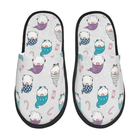 Balery cute winter Gnome Slient Indoor Furry Fleece Comfort House Shoes Soft Non-Slip Home Shoes Cotton slippers House Slippers-- Large