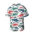 thumbnail image 2 of Easygdp Colorful Shark Men's Casual Short-sleeved Shirt with Pocket and Button Suitable for Beach Vacation Leisure - XX-Large, 2 of 7