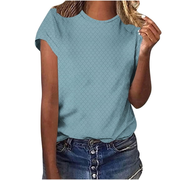 Diufon Womens Summer Tops Dressy Casual Cap Sleeve Crewneck Tops Soft Comfy Solid Color Loose Tunic Blouse