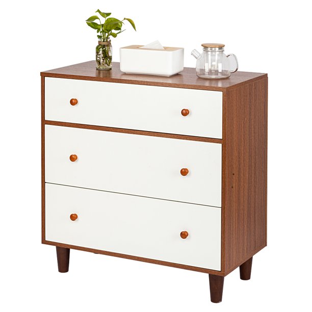 Clearance Nightstand For Bedroom White Brown Walnut Side End Table Nightstand With Three Tier Storage Drawer Solid Wood Legs Living Room Furniture Easy Assembly And Sturdy I8792 Walmart Com Walmart Com