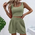 thumbnail image 7 of Baqcunre Lounge Sets for Women,Summer Shorts Sets 2 Piece Sleeveless Matching Crop Top and High Waisted Shorts,Outfits for Women Womens Pajamas Pajama Set Womens Clothes Grey L, 7 of 7