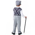 thumbnail image 4 of ESASSALY Boys Old Man Outfit Long Sleeve Plaid Jumpsuit with Hat Glasses Beard, 4 of 7