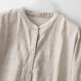 thumbnail image 4 of Cotton Linen Button Down Shirts for Women Mandarin Collar 3/4 Length Sleeve Tops Dressy Casual Loose Fit Plain Blouse, 4 of 8