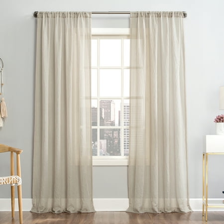 Mainstays Linen Textured Semi-Sheer Rod Pocket Curtain Panel, 50"x96", Stone