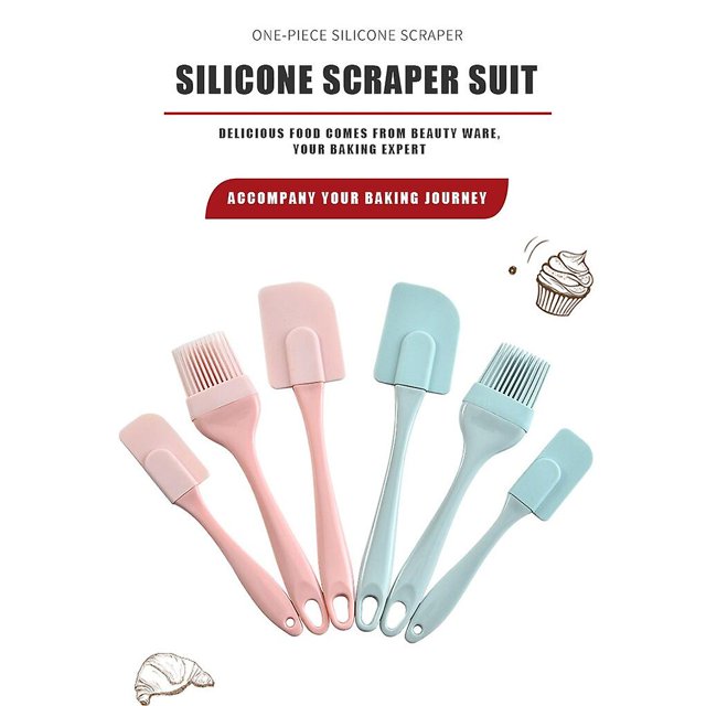 Espátula de silicona para crema, espátula para pan, pastel, mantequilla, mezclador, cepillo de aceite, herramienta para hornear en la cocina (verde), 3 uds.