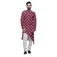 thumbnail image 1 of Atasi Kurta Long d'Été Imprimé de Designer avec Ensemble de Pyjama Blanc pour Hommes, 1 of 3
