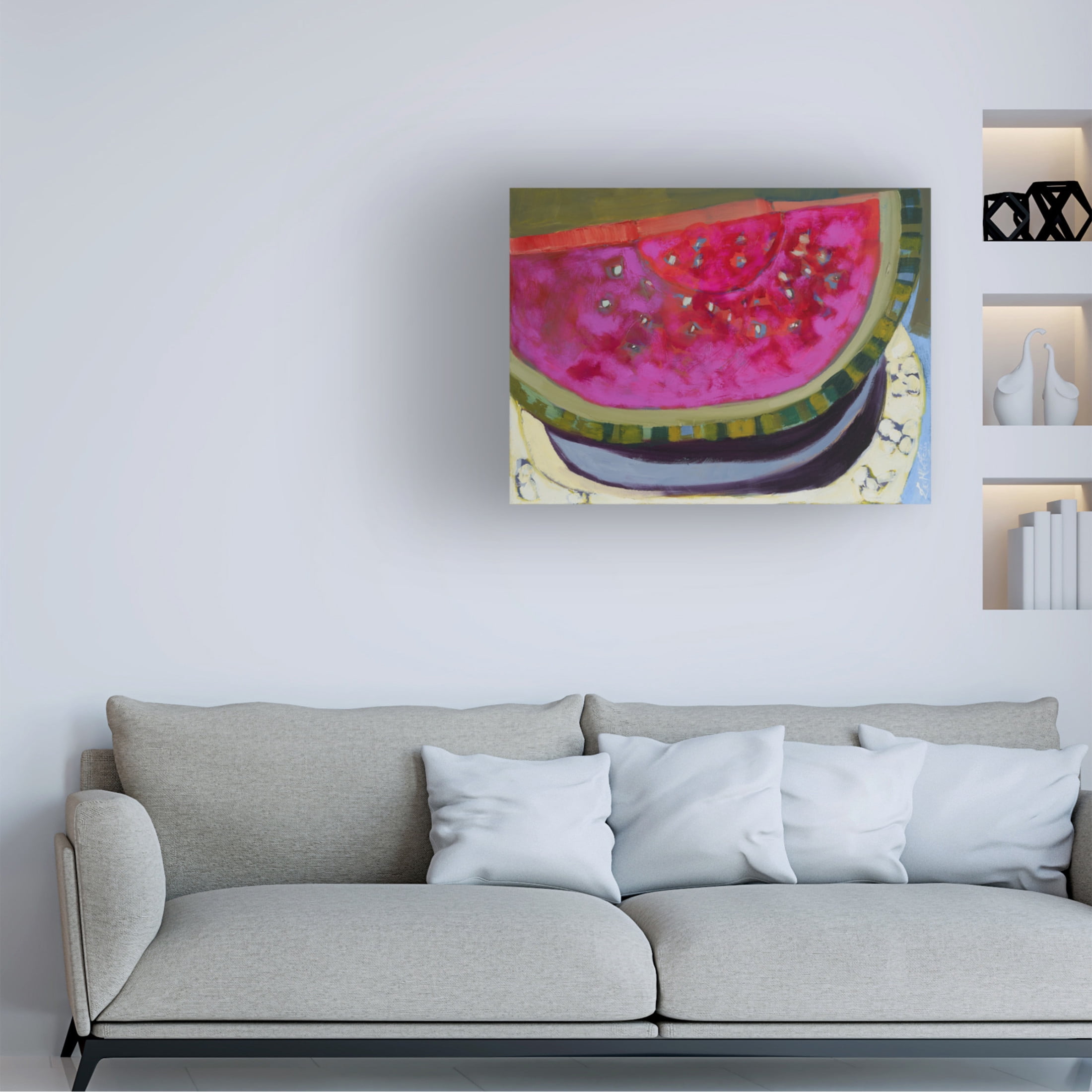 Canvas Wall Art - Erin McGee Ferrell 'Watermelon I' Wall Art for Living Room, Bedroom, or Office Décor by Trademark Fine Art - 47 x 35 Inches