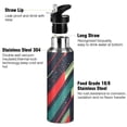 thumbnail image 3 of Yayeee 20oz Insulated Water Bottle Double Wall Stainless Steel with Flip Straw Lid, Orange Abstract Lines, 3 of 7