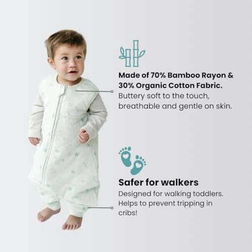 Tealbee Dreamsuit - Bamboo Sleep Sack with Legs - (1.5 Tog) Seashell 12m-2t